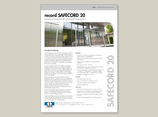 record SAFECORD RC 2 – Factsheet
