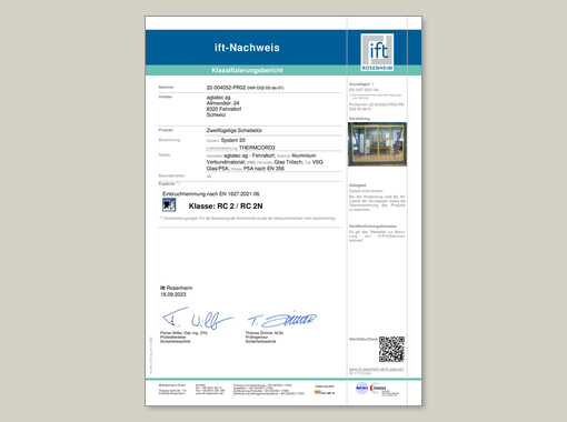 Record THERMCORD3 mit RC 2, Zweiflügelige Schiebetür