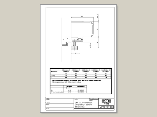 record DFA 127 85 mm Antriebshöhe