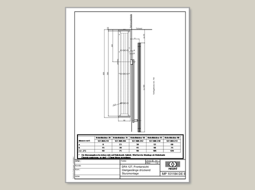 record DFA 127 85 mm Antriebshöhe