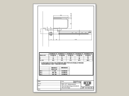 record DFA 127 85 mm Antriebshöhe