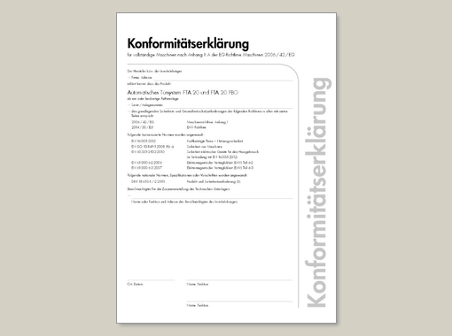 Konformitätserklärung FTA