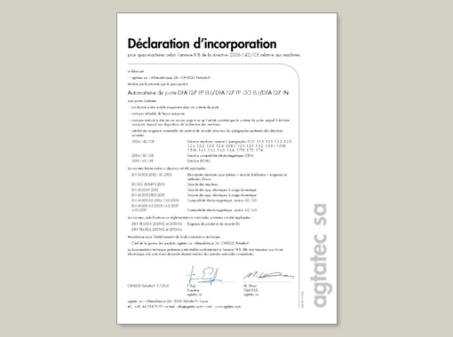 record DFA 127 – Déclaration d’incorporation