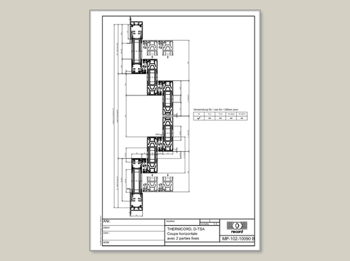 D-TSA Coupe verticale avec 2 parties fixes