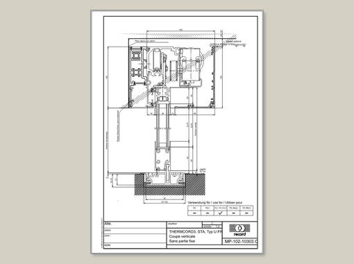 THERMCORD3, STA, Typ U FR, Coupe verticale sans partie fixe